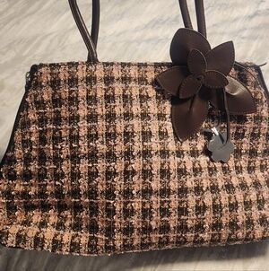 Elegant Brown Tweed Purse